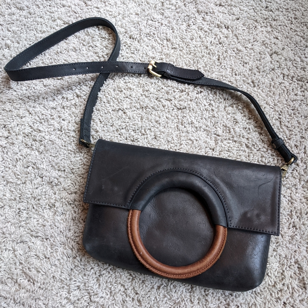Black leather ABLE crossbody